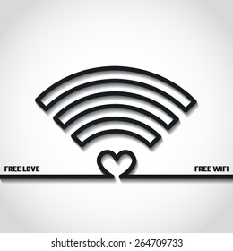 Vector Illustration of Wifi Free Concept Outline Logo for Design, Website, Background, Banner. Silhouette Internet Zone Element Template for Your Network Place 