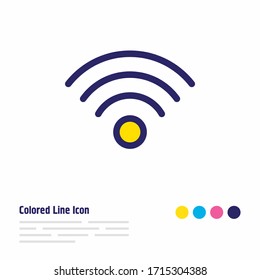 Vector illustration of wi-fi icon colored line. Beautiful media element also can be used as wireless connection icon element.