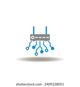Vector illustration of wifi router. Icon of WI-FI. Symbol of robotic tech.