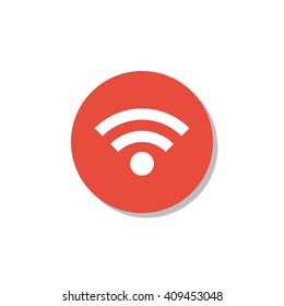 Vector illustration of Wifi sign icon on red circle background.