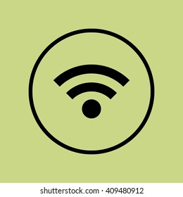 Vector illustration of Wifi sign icon on green circle background.