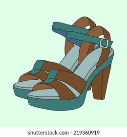 Vector illustration wih summer sandals