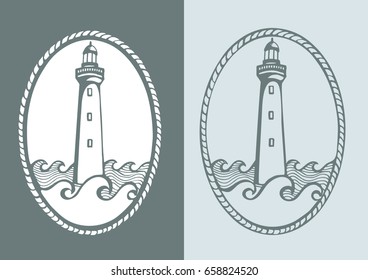 Vector illustration wiht lighthouse