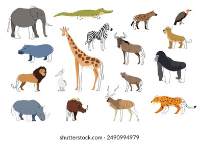 A vector illustration of Wild African Safari Animals Icons