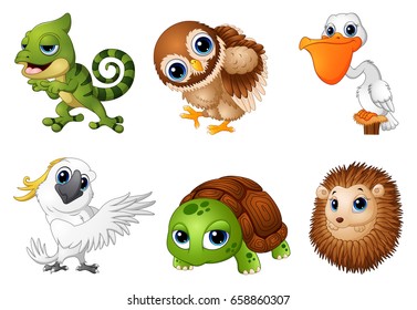 Vector illustration of Wild animal cartoons set