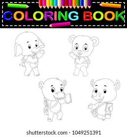 vector illustration of wild animal coloring book