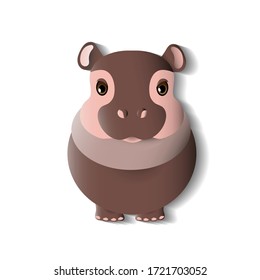 Vector illustration. Wild animal. Funny hippo.
