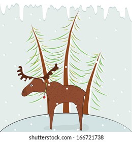 Vector illustration of a wild animal in a unique style in winter forest