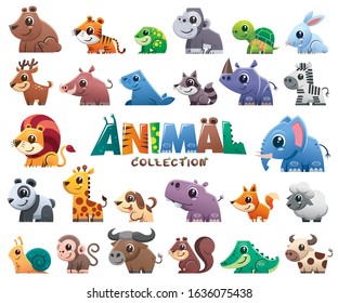 Vector illustration of Wild animals cartoons collection