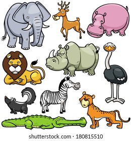 Vector illustration of Wild animals cartoons