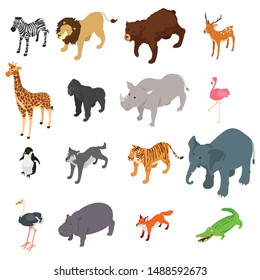 A vector illustration of Wild Animals Isometric