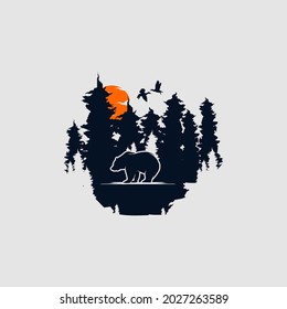 Vector illustration of wild bear logo design