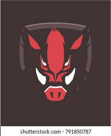 Vector illustration of the wild boar emblem of the emblem of the club mascot sports team