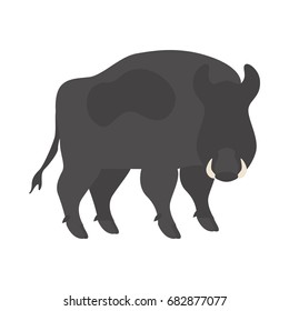 Vector illustration of wild boar icon. Isolated on white background.