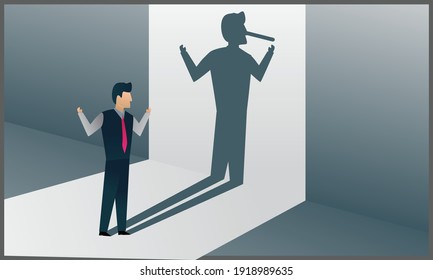 vector illustration of a wild businessman with his shadow