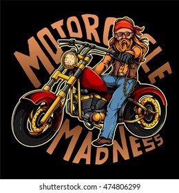 vector illustration of wild and cool rider on the motorcylce