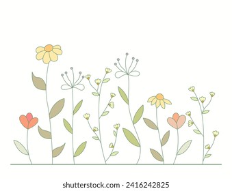 Vector of Illustration of wild flowers about flowers, icon, illustration, floral, and nature. Beautiful flower style color