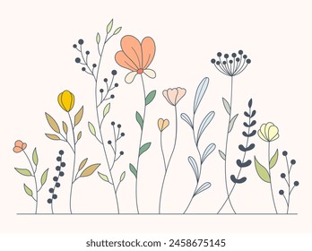 Vector of Illustration of wild flowers about flowers, icon, illustration, floral, and nature. Beautiful flower style color