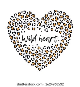 Vector illustration with a wild heart with leopard print. Good for design, banner, print, and others.