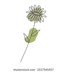 Vector illustration of wild herbs and flowers with patches of brown and green shades on the background, black and white illustration on a white background.
