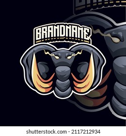 Vector illustration wild mammoth elephant mascot esport logo design