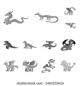 Vector illustration of wild and mythical logo. Collection of wild and halloween vector icon for stock.