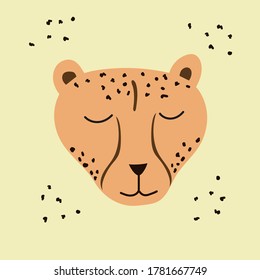 Vektorgrafik mit wildem Raubtier. Käse einzeln auf grünem Hintergrund. Design für Kinder, Druck auf Stoff und T-Shirt, Grußkarte, Plakat