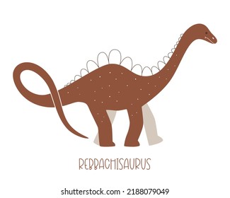 Vector illustration of a wild prehistoric animal dinosaur Rebbachisaurus. Isolated brown monster