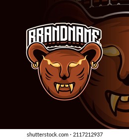 Ilustración vectorial diseño del logotipo de soporte de mascota de oso salvaje