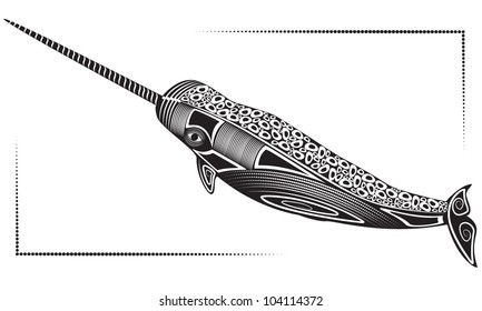 Vector illustration of wild totem animal - Narwhal