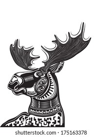 Vector illustration of wild totem animal - Moose