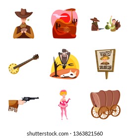 Vector illustration of wild and west icon. Set of wild and american stock symbol for web.