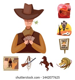 Vector illustration of wild and west logo. Set of wild and american vector icon for stock.
