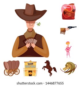 Vector illustration of wild and west symbol. Set of wild and american vector icon for stock.