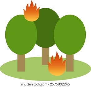 vector illustration of a wildfire burning through a deciduous forest