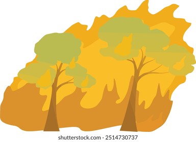 Vektorgrafik von Wildfeuer im Waldgebiet