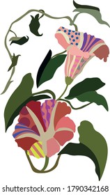 Vektorgrafik von Wildblumen mit Blättern