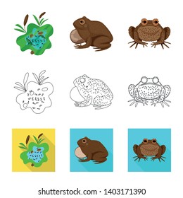 Vector illustration of wildlife and bog icon. Collection of wildlife and reptile vector icon for stock.