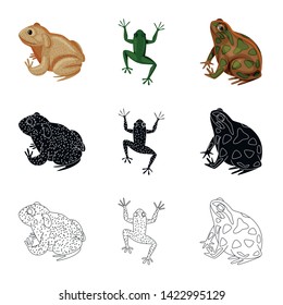 Vector illustration of wildlife and bog icon. Collection of wildlife and reptile stock symbol for web.
