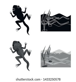 Vector illustration of wildlife and bog icon. Set of wildlife and reptile stock symbol for web.