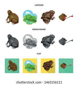 Vector illustration of wildlife and bog icon. Collection of wildlife and reptile stock vector illustration.