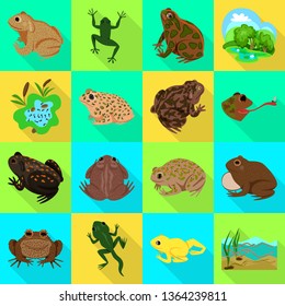 Vector illustration of wildlife and bog sign. Set of wildlife and reptile stock vector illustration.