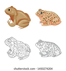 Vector illustration of wildlife and bog sign. Set of wildlife and reptile vector icon for stock.