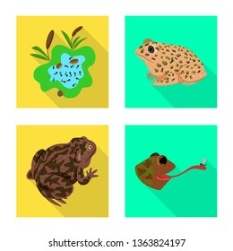 Vector illustration of wildlife and bog symbol. Set of wildlife and reptile stock vector illustration.