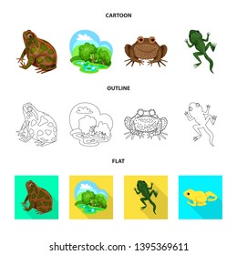 Vector illustration of wildlife and bog symbol. Set of wildlife and reptile stock symbol for web.