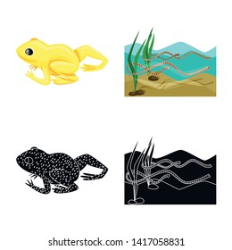 Vector illustration of wildlife and bog symbol. Set of wildlife and reptile stock vector illustration.