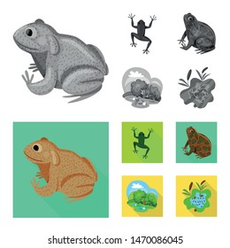 Vector illustration of wildlife and bog symbol. Set of wildlife and reptile stock vector illustration.