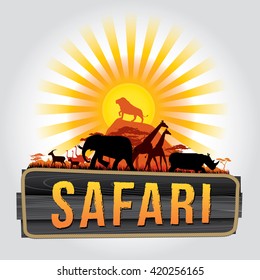 Vector illustration of wildlife. Safari theme