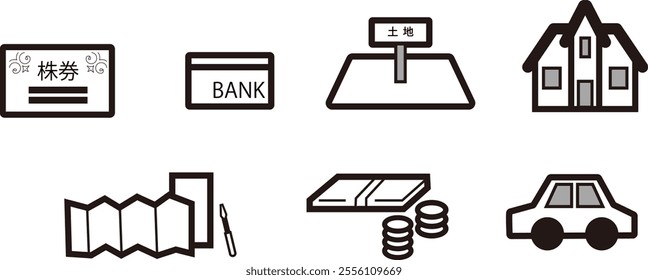 vector illustration of the will and property items in lines