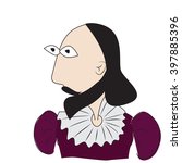 vector illustration of William Shakespeare british writer on white